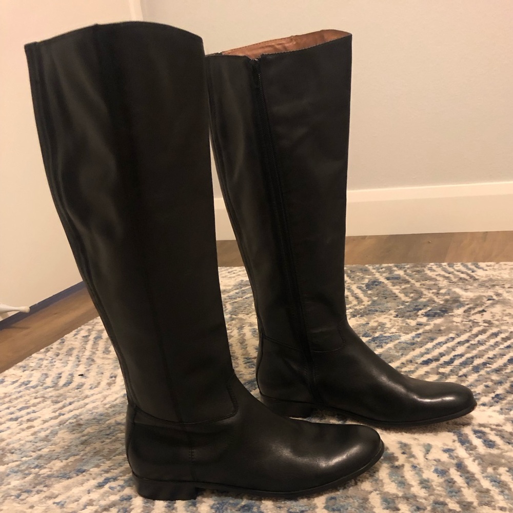 Corso Como wide calf Black Leather Tall Boots